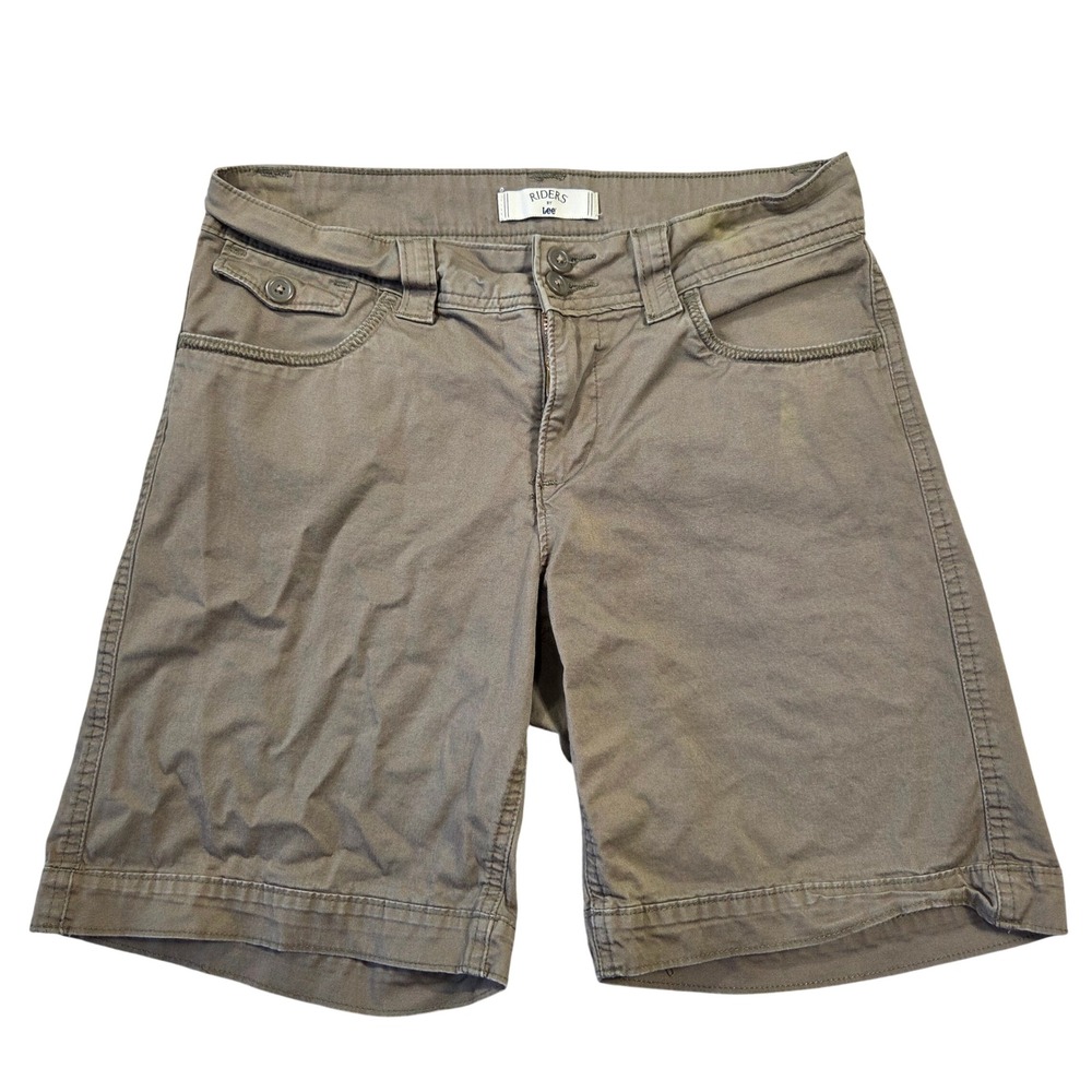 Riders by Lee Womens Khaki Utility Shorts Olive Brown Mid Rise 10 Urban Hiking